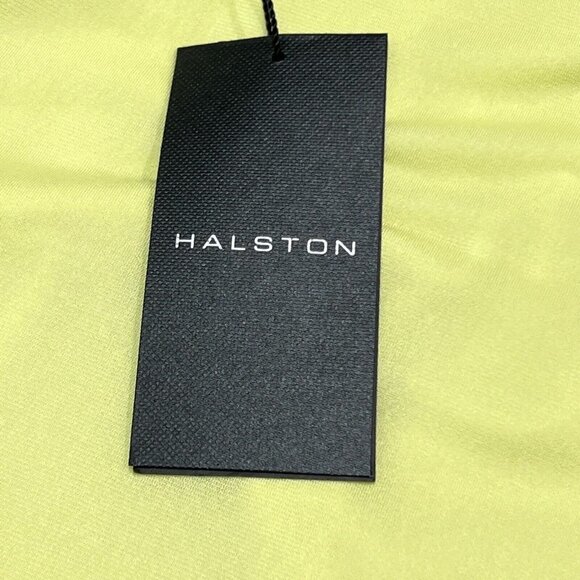 Halston Evening Womens 6 Vivian One Shoulder Sheer Jersey Drape Gown Yellow - Picture 9 of 10